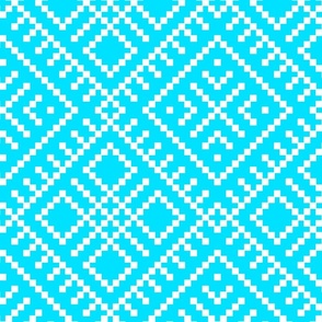 Family Unit - Indigo Laguna Blue White Light Pattern - Ukrainian Ornament - Folk Geometric Ancient Slavic Obereg - Huge Mega Large