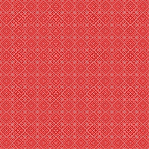 Family Unit - Scarlet Red White Light Pattern - Ukrainian Ornament - Folk Geometric Ancient Slavic Obereg - 2 Smaller