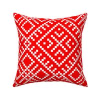 Family Unit - Scarlet Red White Light Pattern - Ukrainian Ornament - Folk Geometric Ancient Slavic Obereg - Huge Mega Large