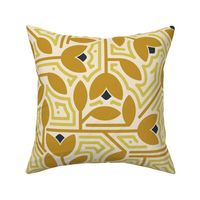 geometric leaves and flowers mustard 18 inch (12 inch wallpaper)