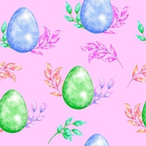 Glitter Easter Eggs on Pink Background