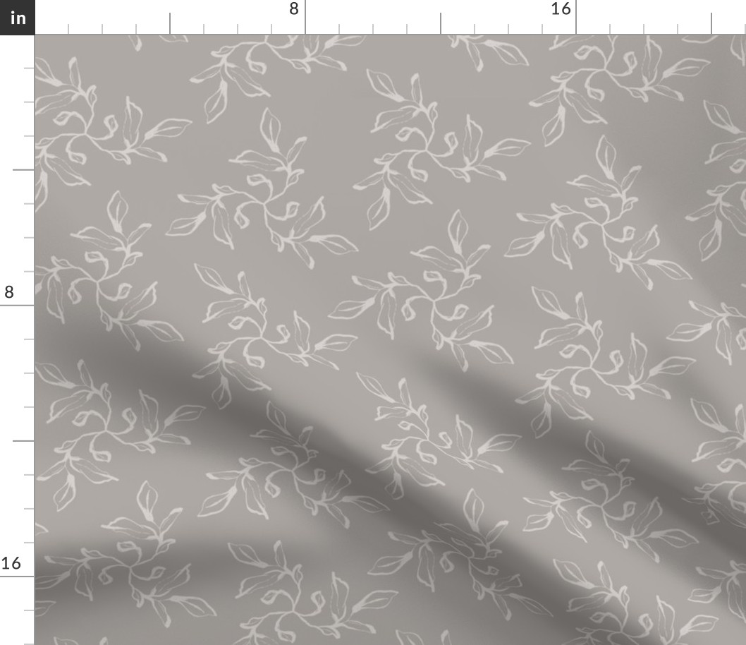 Calligraphy Leaves Soft Taupe by MLT Design Lab