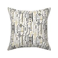 Art Deco Geometric Off White and Gold / Small Scale