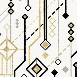 Art Deco Geometric Off White and Gold