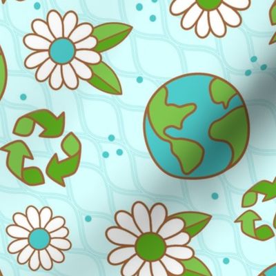 Large Scale Earth Day Reduce Reuse Recycle on Light Blue