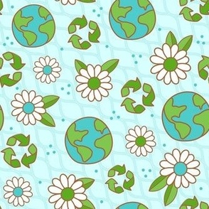 Medium Scale Earth Day Reduce Reuse Recycle on Light Blue