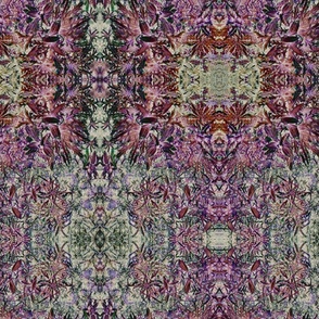 Tiled ocean sea abstract botanical, mirrored Pink,  purple  buff and greys