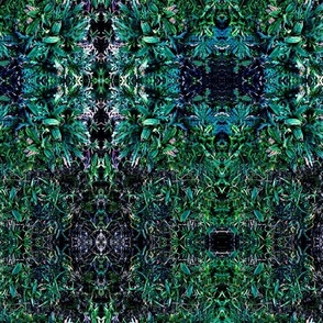 Tiled ocean sea abstract botanical, mirrored emerald green, dark blues and pink