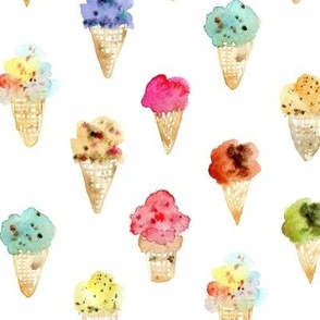 Gelato - watercolor ice cream cones - summer sweet - italian ice-creams for modern nursery kids baby b123-1