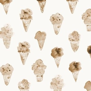 Gelato - chocolate watercolor ice cream cones - neutral earthy summer sweet - italian ice-creams for modern nursery kids baby b123-4