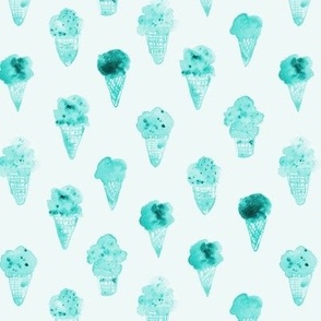 Mint Gelato - watercolor aqua ice cream cones - summer sweet - italian ice-creams for modern nursery kids baby b123-7