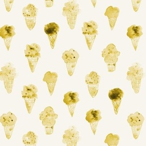Golden Gelato - watercolor mustard ice cream cones - summer sweet - italian ice-creams for modern nursery kids baby b123-8