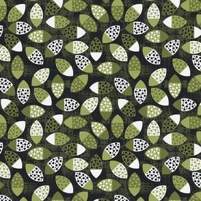 medium// Graphic Leaves with morning dew Olive Moments