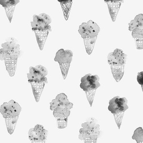Neutral grey Gelato - watercolor gray ice cream cones - summer sweet - italian ice-creams for modern nursery kids baby b123-10
