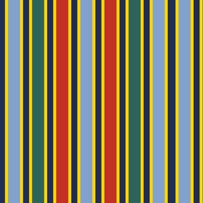 Navy, green, blue and red stripes - Large scale