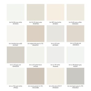 8" Neutral Solids fabric Swatch featuring 16 BM paint colors