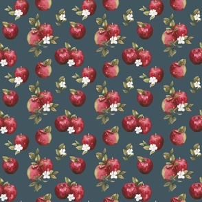 Fall Apples and Apple Blossom on Blue 6 inch