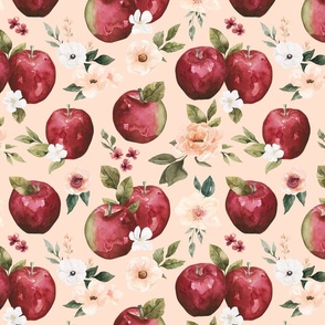 Watercolor Apple Floral on Pink 12 inch