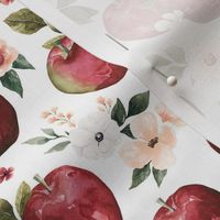 Watercolor Apple Floral on White 6 inch