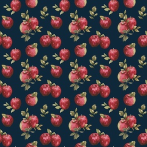 Watercolor Apple Orchard on Navy Blue 6 inch