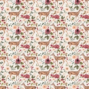 Whimsical  Deer Floral on Cream 6 inch
