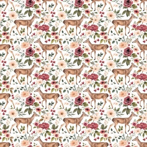 Whimsical  Deer Floral on White 6 inch