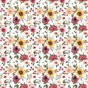Felicity Autumn Floral Bouquet on White 6 inch