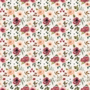 Blush Pink Felicity Watercolor Floral on Cream 6 inch