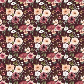 Blush Pink Felicity Watercolor Floral on Maroon 6 inch