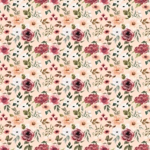 Felicity Watercolor Floral on Blush Pink 6 inch