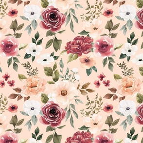 Felicity Watercolor Floral on Blush Pink 12 inch