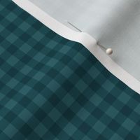 dark teal on teal gingham, 1/4" squares 