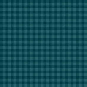 dark teal on teal gingham, 1/4" squares 