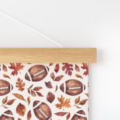 Fall Football and Leaves on Cream 6 inch