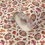 Fall Football and Leaves on Cream 6 inch