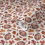 Fall Football and Leaves on Cream 6 inch