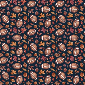 Fall Football and Leaves on Navy Blue 6 inch