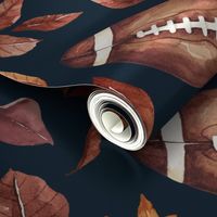 Fall Football and Leaves on Navy Blue 24 inch