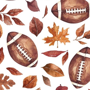 Fall Football and Leaves on White 24 inch