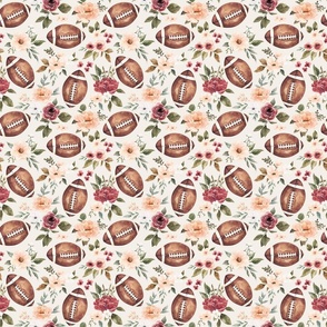 Pink Watercolor Football Floral on Cream 6 inch