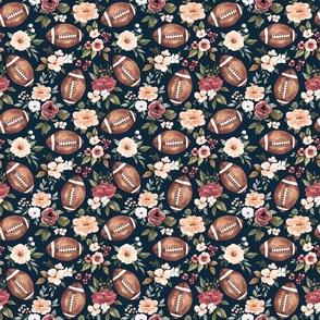 Watercolor Football Floral on Navy Blue 6 inch