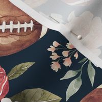 Watercolor Football Floral on Navy Blue 12 inch