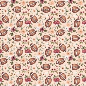 Watercolor Football Floral on Pink 6 inch