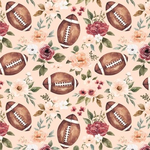 Watercolor Football Floral on Pink 12 inch