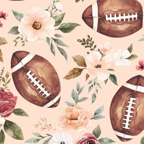 Watercolor Football Floral on Pink 24 inch