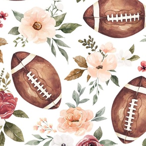 Watercolor Football Floral 24 inch