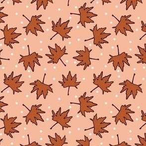 Maple leaf polka dots fabric