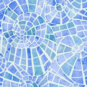 Blue Spiral Wave Mosaic normal scale