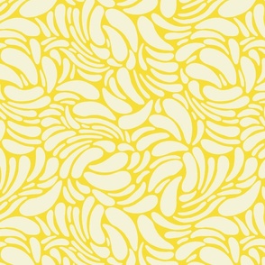 Swirly Teardrops cream on yellow- large 13.5x13.5