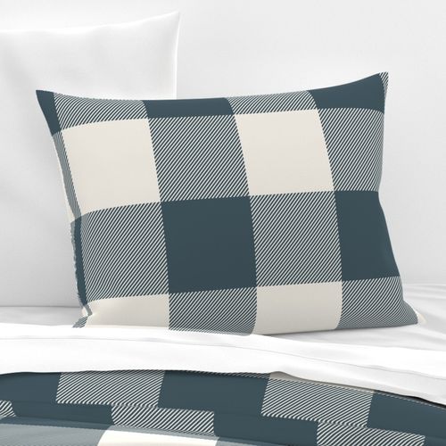 Night Blue and Cream Plaid 24 inch